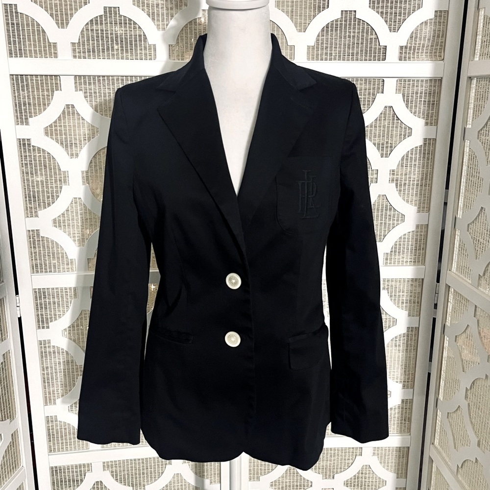 VINTAGE RALPH LAUREN BLACK LINED PEARLIZED BUTTONS VINTAGE RETRO CREST LOGO - Picture 7 of 16